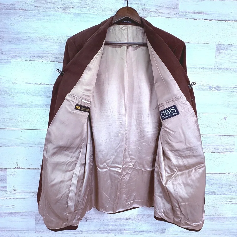 Chaps Ralph Lauren Brown Suede Microfiber Blazer Jacket Sport Coat Mens Size 42T